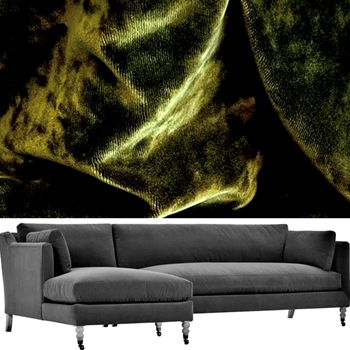 Robin Bruce Madeline Sectional Moss Velvet  Right Arm 113W/64D/40D/34H