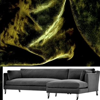 Robin Bruce Madeline Sectional Moss Velvet Left Arm 113W/64D/40D/34H