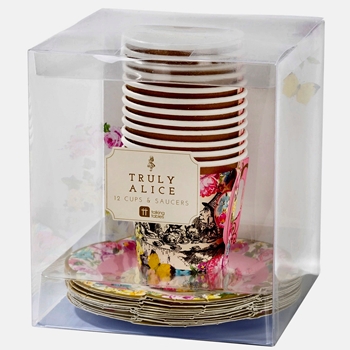 Alice - Paper Cup & Saucer Tea Party Boxed set of 12 - Cold Bev Only