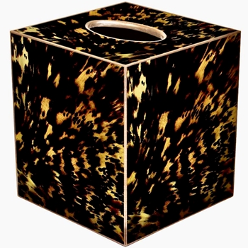 Tissue Box Cover 5in Cube - Decoupage Tortoise Shell