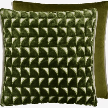 Designers Guild Cushion - Marquise Cut Velvet Fern 20in SQ - Feather Down Insert