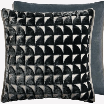 Designers Guild Cushion - Marquise Cut Velvet Graphite 20in SQ - Feather Down Insert