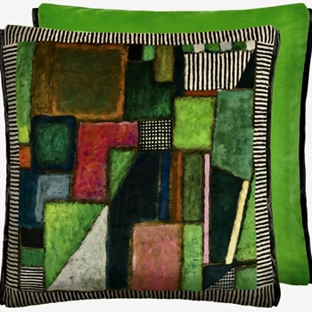 Designers Guild Cushion - Raku Patchwork Velvet Emerald  20in SQ - Feather Down Insert