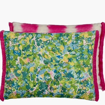 Designers Guild Cushion - Odisha Peridot Fringed Outdoor 24x18in - Polyester Insert
