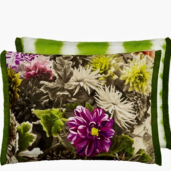 Designers Guild Cushion - Mariedal Peony Fringed Outdoor 24x18in - Polyester Insert