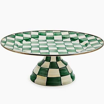 Emerald Check  - Cake Stand Large 16W/8H