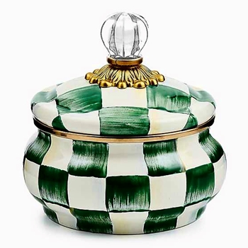 Emerald Check  - Squashed Pot 5W/5.5H  20oz