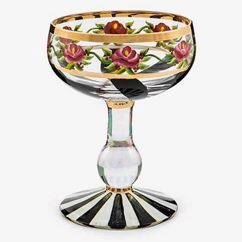 Coupe Goblet - Maypole Black 11oz 4x6in Hand Painted Glass