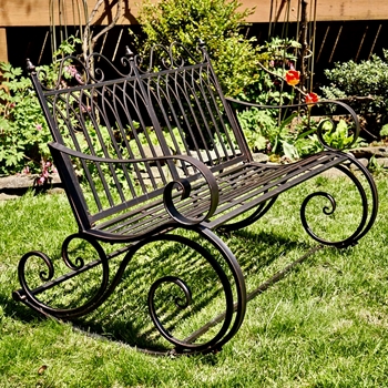 Love Seat Rocker - Tatiana Bronzed Finish Powder Coated Iron Garden  seat 43x33x34H
