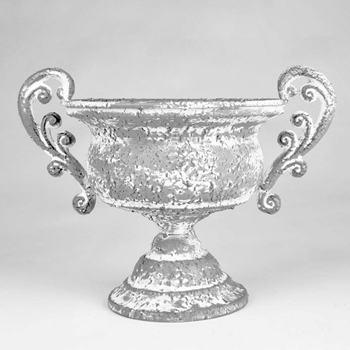 Urn - Antique Distress White Handled 9x7Inches