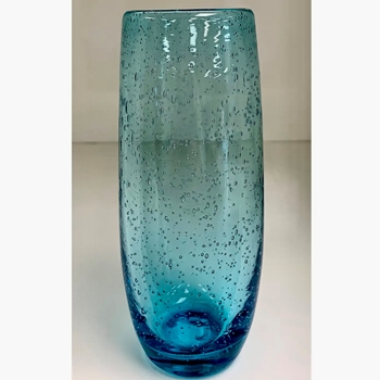Tumbler - Flute Bubbled Glass Turquoise 9 OZ  2W/6H