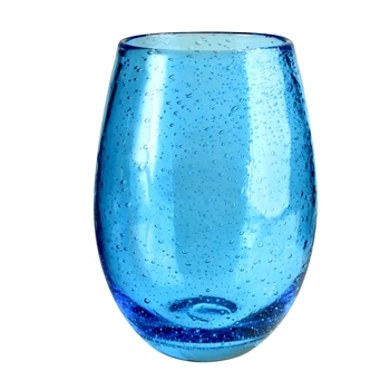 Tumbler - Stemless Bubbled Glass Turquoise 20 OZ  4W/5H
