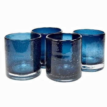 Tumbler - DOF Bubbled Glass Blue 14 OZ  3.4W/4H