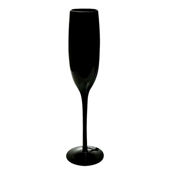 Goblet - Flute Midnight Black Glass 2x10in