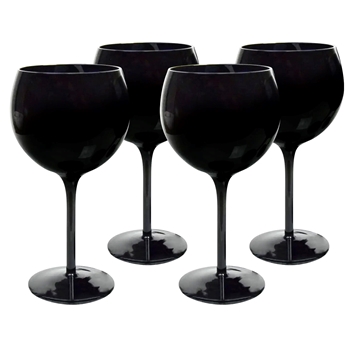 Goblet - Balloon Midnight Black Glass 18oz 4x8in