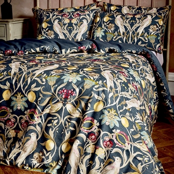 Liberty Songbird Navy Duvet Cover Super King  Euro 103x87in
