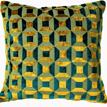 Cushion - Empire Cut Velvet Dijon 18SQ  - Feather Rich Insert