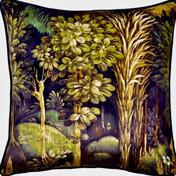 Cushion - Ebony Forest Velvet 22SQ  - Feather Rich Insert