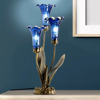 Lamp - Lily 3Light Blue 15x23in