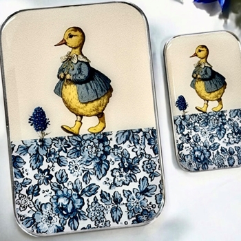 Duck & Lower Decoupaged Tin - 3.5x2.3x.5in Slide Open