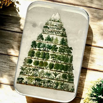 Nature Tree Decoupaged Tin - 3.5x2.3x.5in Slide Open