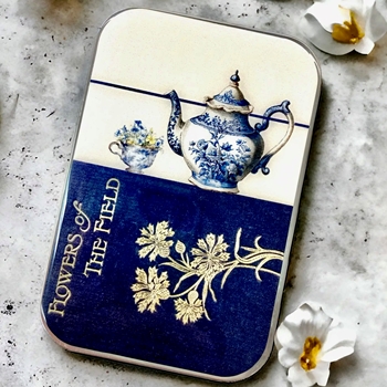 Tea Time Decoupaged Tin - 3.5x2.3x.5in Slide Open