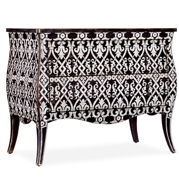 Chest - Bombay 2 Drawer - Oak Veneer Black & White Pattern 42x21x34H