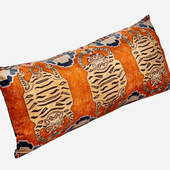 Cushion - Tigers Saffron Velvet Lumbar 32x14in