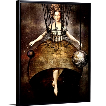 13W/17H Framed Stretched Canvas - The World - Catrin Welz-Stein