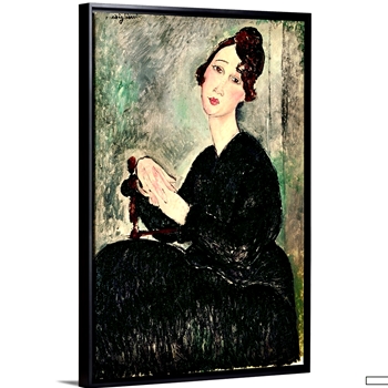 13W/19H Framed Stretched Canvas - Young Woman - Amedeo Modigliani