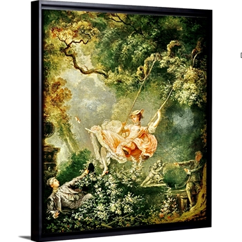 39W/49H Framed Stretched Canvas - The Girl in a Swing - Jean-Honore Fragonard