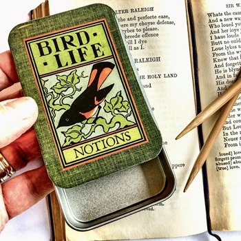 Bird Life  Decoupaged Tin - 3.5x2.3x.5in Slide Open