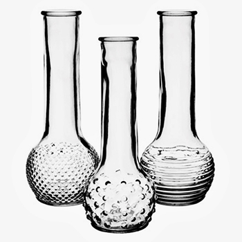 Vase - Bud Dotdash Clear Glass 3x8in 3AST sold individually