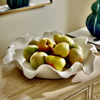 Bowl - White Wave Crest Ceramic 20x20x4in