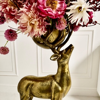 Bowl - Deer Standing Bronze Compote 17x12x38in