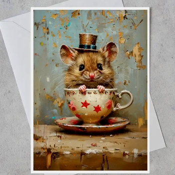 Greeting Card - Mouse & Star Teacup