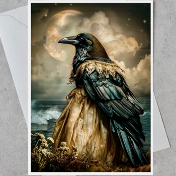 Greeting Card - Raven & Silver Moon