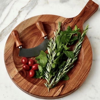 Board - Acacia Wood Italian Cutting Bowl with Mezzaluna 14x25in
