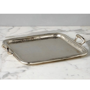 Tray - Silver Hotel with Handles 20x18x3H