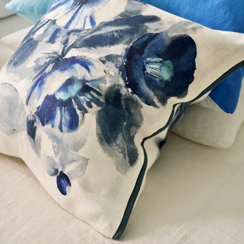 Designers Guild Cushion - Camellia Indigo Linen  20SQin. Luxurious Down Insert.