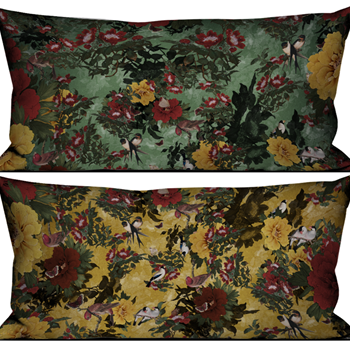 Voglio Bene France - Velvet Cushion Headboard Les Oiseaux - 55x28in with Feather Insert