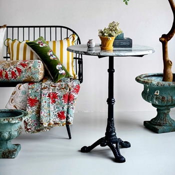 Table - Bistro White Marble /Black Iron 26W/32H