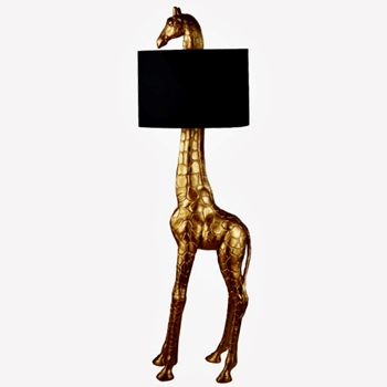 Lamp - Floor Gold Giraffe With Black Sade  21W/68H inches