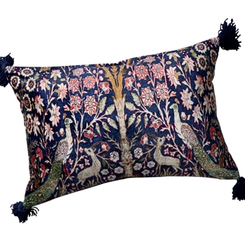 Cushion - Morris Woodland Velvet Indigo  20ix14in  Soft Poly Insert