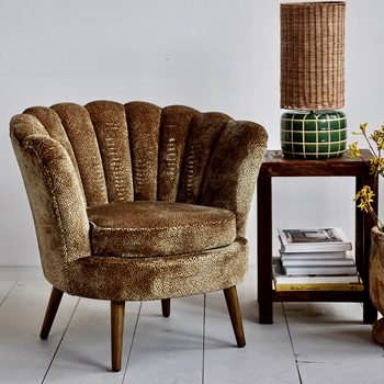 Armchair Wing - Fluted Channel Leopard Velvet 33W/30D/29H