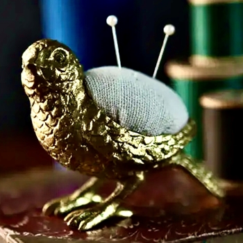 Pincushion - Gold Bird 3in
