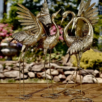Bird - Heron Statues Set of 4 - 15x14x37in Iron/ Gold finish Indoor/Outdoor