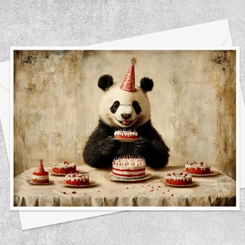 Greeting Card - Panda Cake
