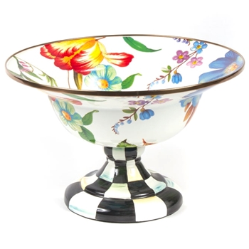 White Flower Market Compote LG 40OZ 12W/7.5H