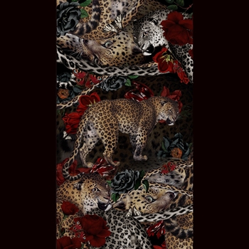30W/54H Velvet Wall Hanging Fauve Leapoard